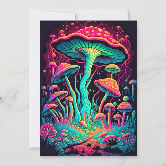 Glowing Mushroom Forest Print Verjaardagsfeest Kaart (Achterkant)