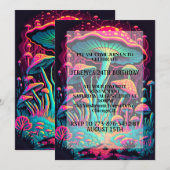 Glowing Mushroom Forest Print Verjaardagsfeest Kaart (Voorkant / Achterkant)