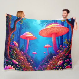 Glowing Mushroom Magic Fleece Deken