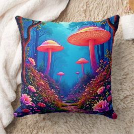 Glowing Mushroom Magic Kussen