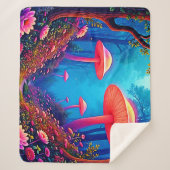 Glowing Mushroom Magic Sherpa Deken (Voorkant)