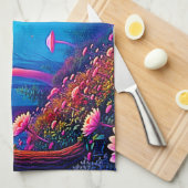 Glowing Mushroom Magic Theedoek (Quarter Fold)