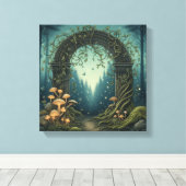 Glowing Mushroom Portal in Indigo Twilight Forest Canvas Afdruk (Insitu (Houten vloer))
