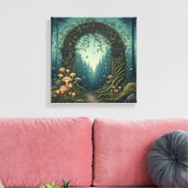 Glowing Mushroom Portal in Indigo Twilight Forest Canvas Afdruk (Insitu (Woonkamer))