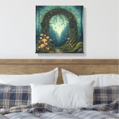 Glowing Mushroom Portal in Indigo Twilight Forest Canvas Afdruk (Insitu (Slaapkamer))