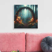 Glowing Mushroom Portal in Misty Twilight Forest Canvas Afdruk (Insitu (Woonkamer))