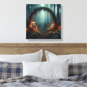 Glowing Mushroom Portal in Misty Twilight Forest Canvas Afdruk (Insitu (Slaapkamer))