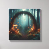 Glowing Mushroom Portal in Misty Twilight Forest Canvas Afdruk (Voorkant)