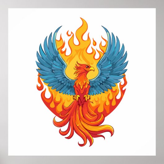 Glowing mythological Fantasy Phoenix Bird Poster (Voorkant)