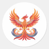 Glowing mythological Fantasy Phoenix Bird Ronde Sticker (Voorkant)