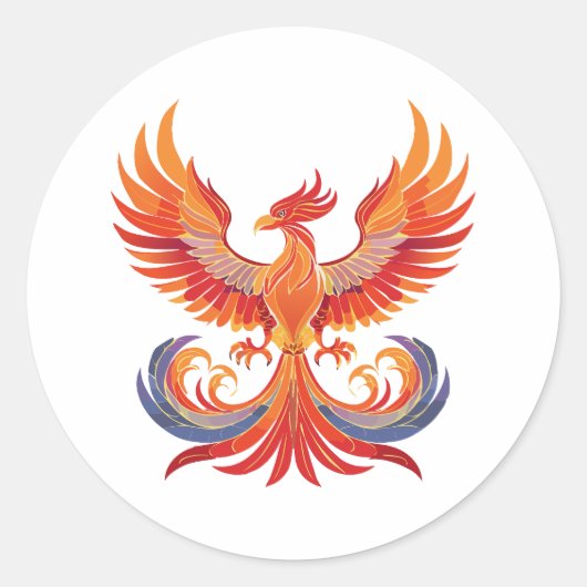Glowing mythological Fantasy Phoenix Bird Ronde Sticker (Voorkant)