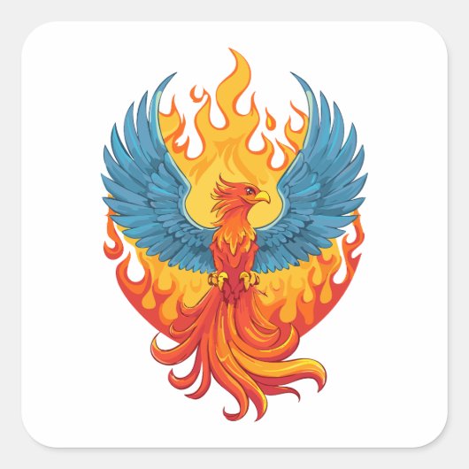 Glowing mythological Fantasy Phoenix Bird Vierkante Sticker (Voorkant)