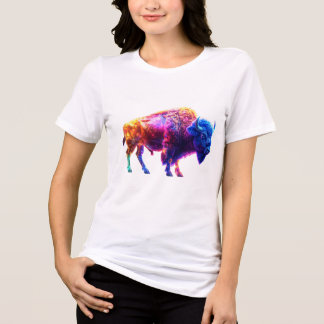 Glowing Neon Bison – Futuristic Wildlife met kunst Tri-Blend Shirt