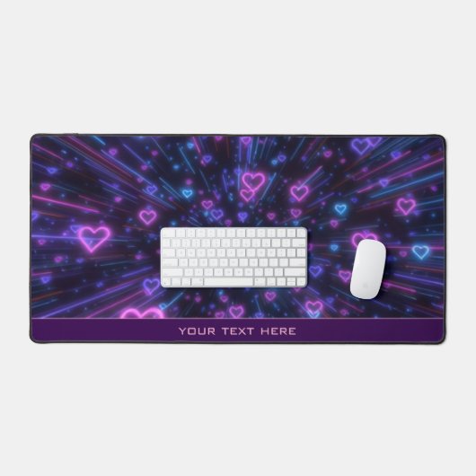 Glowing Neon Heart Galaxy Cosmic Love Burst Bureaumat (Keyboard & Muis)