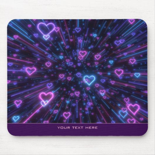 Glowing Neon Heart Galaxy Cosmic Love Burst Muismat (Voorkant)