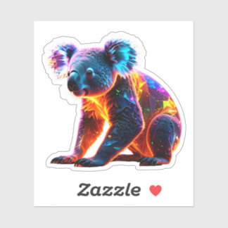 Glowing Neon Koala – Vibrant Fantasy Wildlife Art Sticker