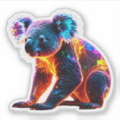 Glowing Neon Koala – Vibrant Fantasy Wildlife Art Sticker (Voorkant)