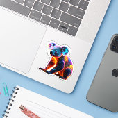 Glowing Neon Koala – Vibrant Fantasy Wildlife Art Sticker (Laptop met iPhone)