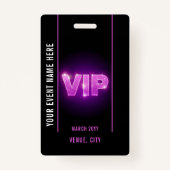Glowing neon pink/purple VIP all access event Badge (Achterkant)