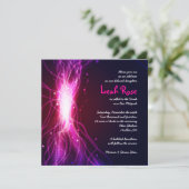 GLOWING NEON STARS Bat Mitzvah Invitation Kaart (Staand voorkant)
