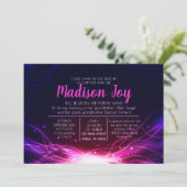GLOWING NEON STARS Jewish Baby Naming Invitation Kaart (Staand voorkant)