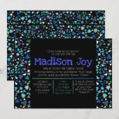 GLOWING NEON STARS Jewish Baby Naming Invitation Kaart (Voorkant / Achterkant)