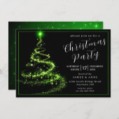 Glowing Neon Tree Christmas Party Invitation Kaart (Voorkant / Achterkant)