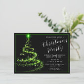 Glowing Neon Tree Christmas Party Invitation Kaart (Staand voorkant)