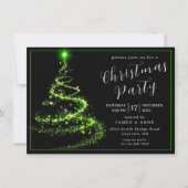 Glowing Neon Tree Christmas Party Invitation Kaart (Voorkant)