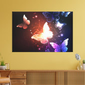 Glowing Night Butterflies Canvas Afdruk (Insitu (Woonkamer))