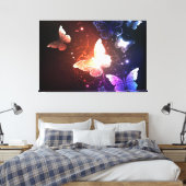 Glowing Night Butterflies Canvas Afdruk (Insitu (Slaapkamer))