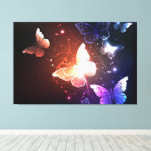 Glowing Night Butterflies Canvas Afdruk (Insitu (Houten vloer))