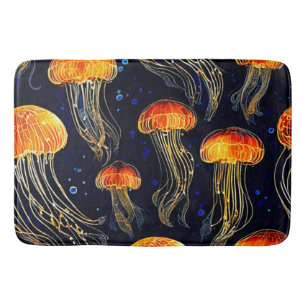 Glowing Ocean Jellyfish Art Badmat