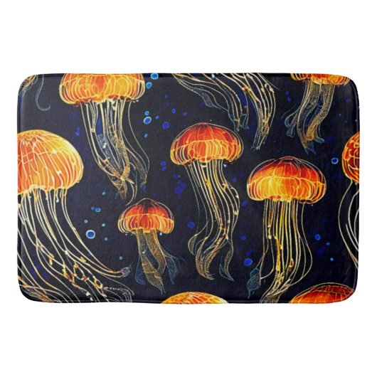 Glowing Ocean Jellyfish Art Badmat (Voorkant)