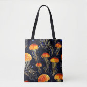 Glowing Ocean Jellyfish Art Tote Bag (Voorkant)