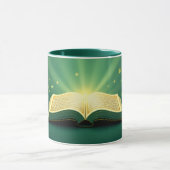 Glowing Open Quran Islamic Mug – Spiritual Green Mok (Midden)