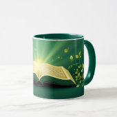 Glowing Open Quran Islamic Mug – Spiritual Green Mok (Voorkant rechts)
