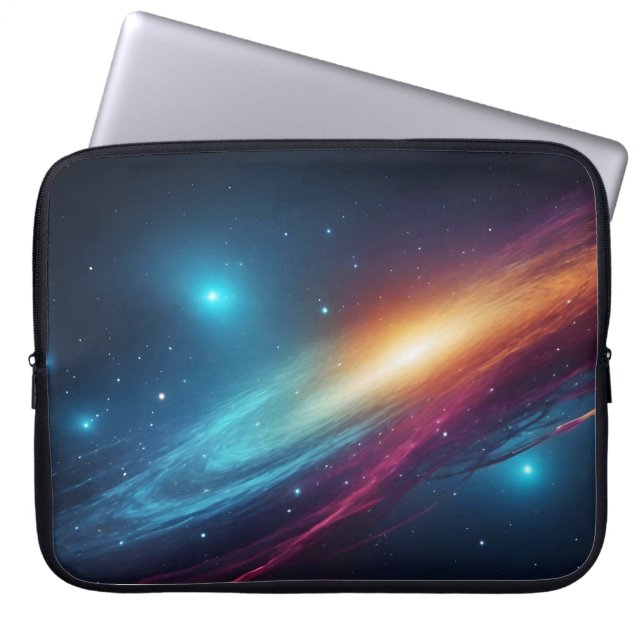 Glowing Outer Space Starry Sky Abstract Cosmos Laptop Sleeve (Voorkant)