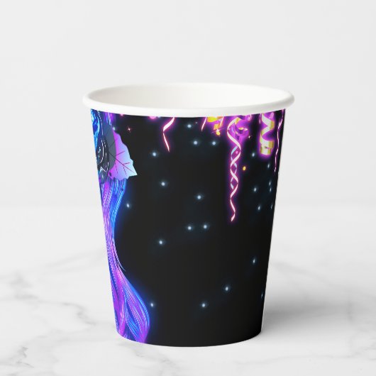 Glowing Party Ribbon Streamers Dag van de Doden Papieren Bekers (Achterkant)