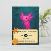Glowing Pink Axolotl Underwater Birthday  Kaart (Staand voorkant)