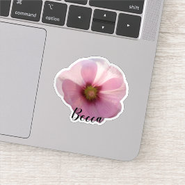 Glowing Pink Hollyhock Flower Gepersonaliseerde Vi Sticker