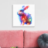 Glowing Prism Rabbit – Eetherische Neon Light Anim Canvas Afdruk (Insitu (Woonkamer))