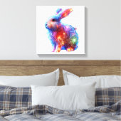 Glowing Prism Rabbit – Eetherische Neon Light Anim Canvas Afdruk (Insitu (Slaapkamer))