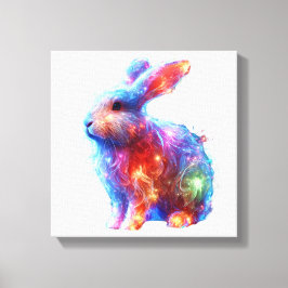 Glowing Prism Rabbit – Eetherische Neon Light Anim Canvas Afdruk