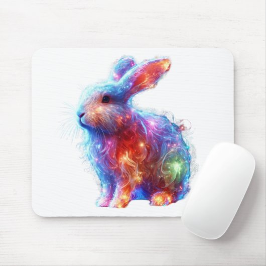 Glowing Prism Rabbit – Eetherische Neon Light Anim Muismat (Met muis)