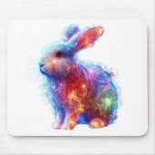 Glowing Prism Rabbit – Eetherische Neon Light Anim Muismat (Voorkant)