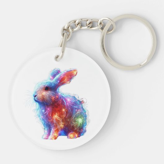Glowing Prism Rabbit – Eetherische Neon Light Anim Sleutelhanger (Achterkant)