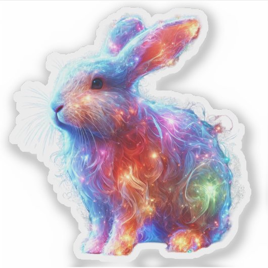 Glowing Prism Rabbit – Eetherische Neon Light Anim Sticker (Voorkant)