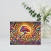 glowing psychedelic mushroom in a magical landscap briefkaart (Staand voorkant)