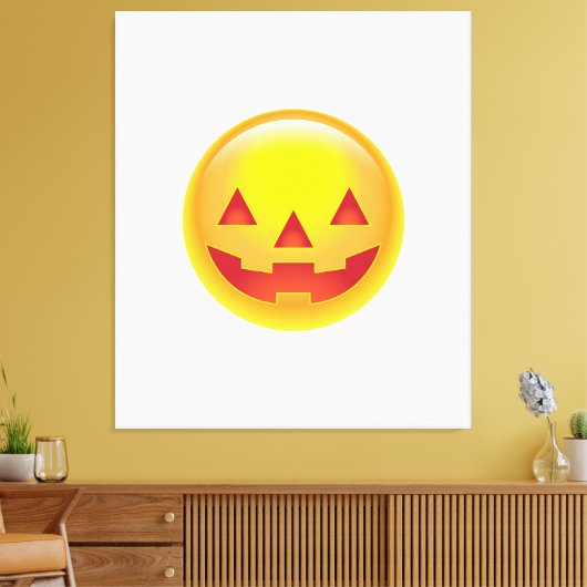 Glowing Pumpkin Emoji Canvas Afdruk (Insitu (Woonkamer))
